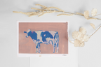 Hand Drawn and Printed Unique Postcard of Elizabeth the Happy Azores Cow