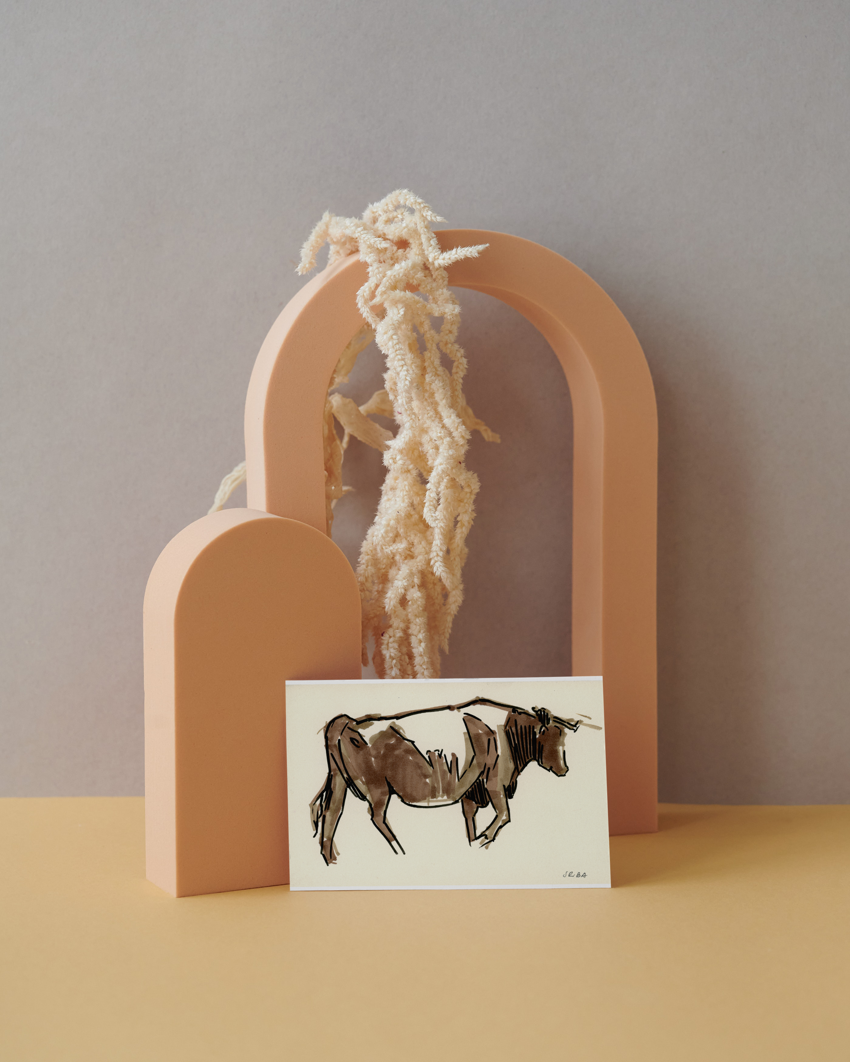 High Quality Postcard of a Hand-drawn Geres Mountains Bull