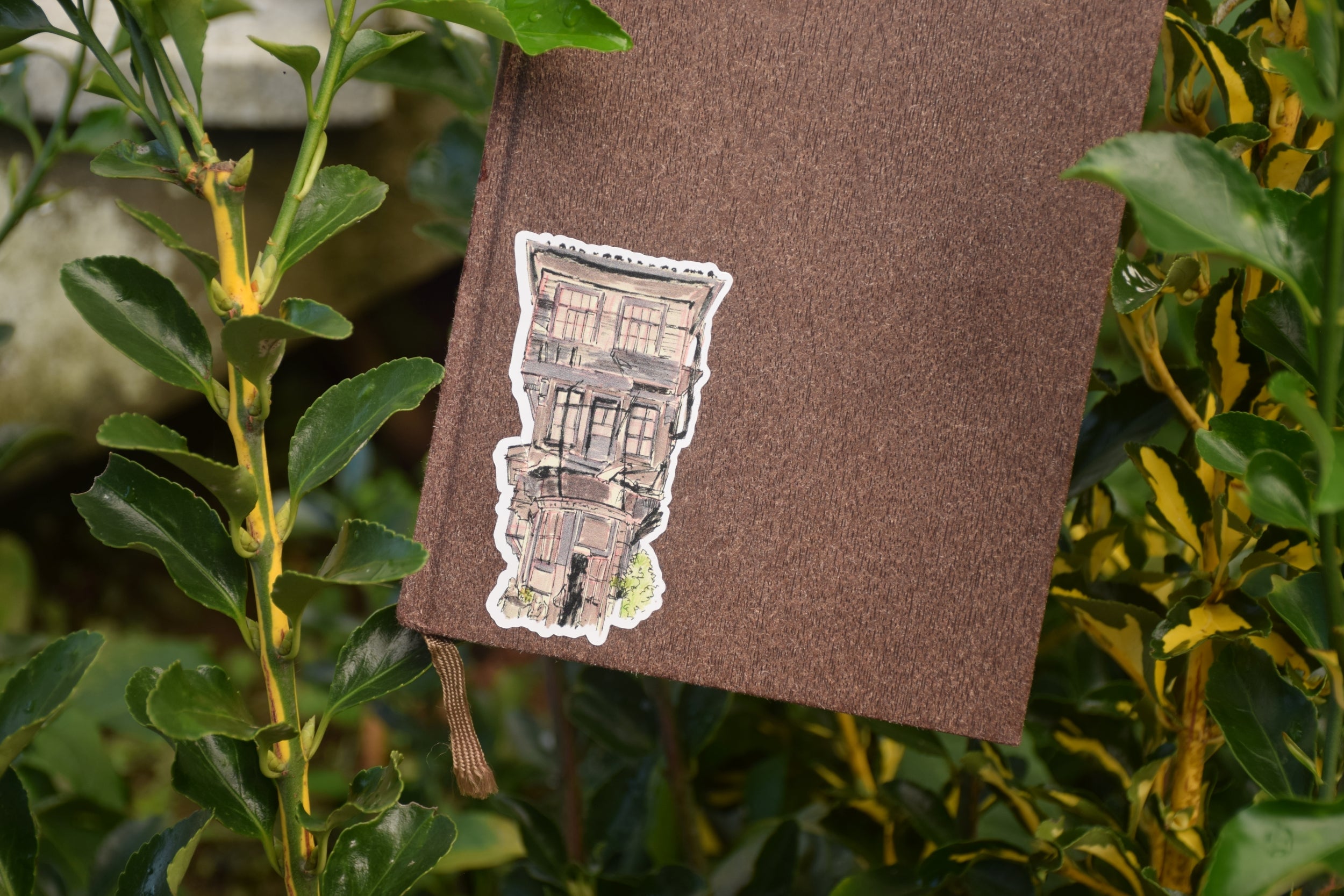 Hand Drawn Vintage Stone Europe House Original Sticker