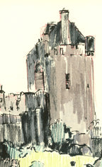 Medieval European Castle Hand-drawn original art printed on Vinyl sticker paper